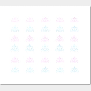 Pink and Blue Damask Posters and Art